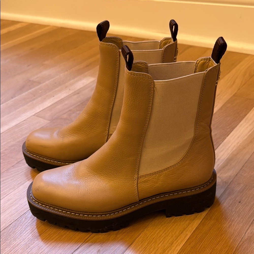 Sam Edelman Tan Ankle Boots with Elastic Panels